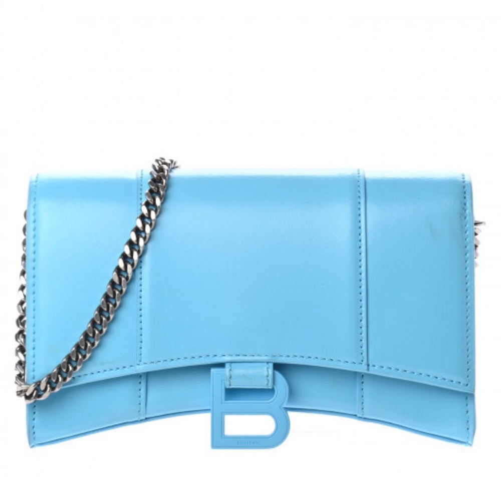 Balenciaga Hourglass Wallet on Chain - Blue Crossbody Bags